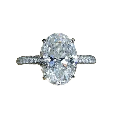 New 925 Sterling Silver Oval 4ct Lab Diamond Ring  Engagement Wedding Band Gig Stone Rings for Women Bridal Jewelry Gift