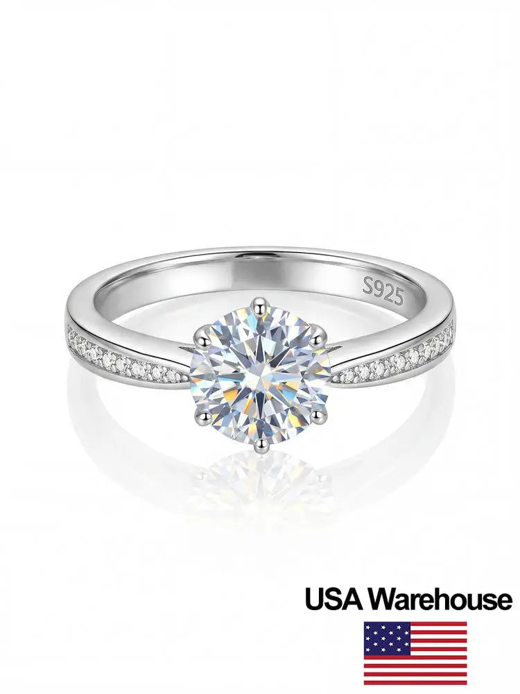 S925 Sterling Silver Brilliant 1CT VVS1 Round Moissanite Wedding Engagement Ring High Quality Luxury Fine Jewelry for Women